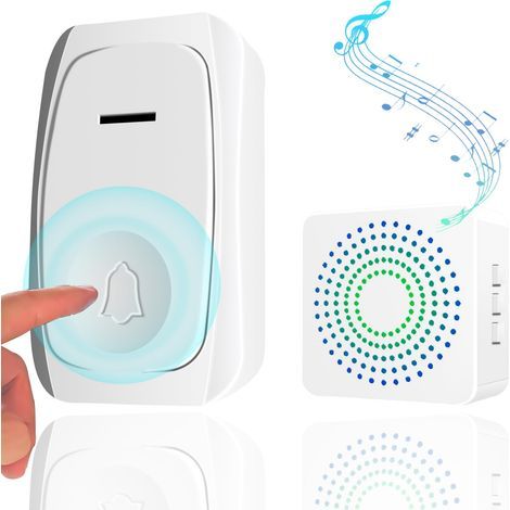 IP55 Wasserdichte, kabellose Außentürklingel, 400 m Reichweite – 38 Melodien, 3 Lautstärkestufen – Für Haus, Villa, Büro, Hotel (1/5)