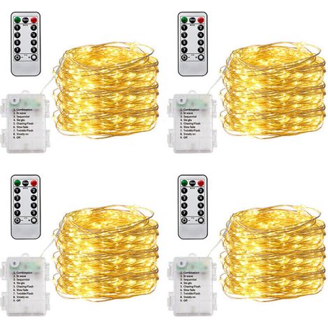Lot de 4 guirlandes lumineuses extérieures, 5 m, lumière décorative chaude pour Noël et jardin (1/5)