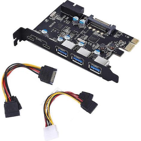 5-Port USB 3.0 PCI-E Erweiterungskarte (2x Typ-C, 3x Typ-A) PCI-Express-Adapter (1/5)