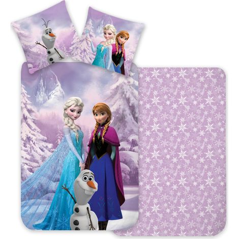 Parure de lit en coton 100x135 cm La Reine des Neiges Anna et Elsa