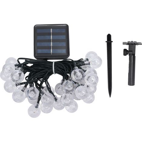 Guirlande lumineuse solaire à 30 LED, guirlande lumineuse extérieure à boules de cristal, guirlande lumineuse ronde étanche, guirlande lumineuse décorative pour cour, lumières colorées (1/5)