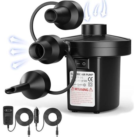 Pompe à Air Électrique Gonfleur Dégonfleur Pompe électrique avec 3 Buses pour pour Matelas Gonflable, Matelas Camping, Sofa (1/4)