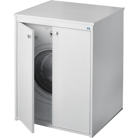 Armoire blanche pour lave-linge avec portes magnétiques 70x60x94H cm (1/2)