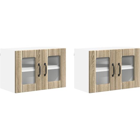 Maison Exclusive - Mobile in vetro da parete LUCCA 2 pcs Rovere Sonoma