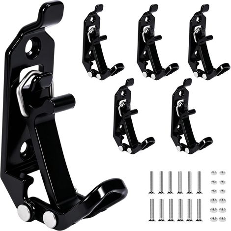 6 Pièces Porte Pelle pour Barres de Toit, Support Outils Métal avec Sangle Caoutchouc, Fixation pour Pelle, Hache et Marteau, Compatible avec Camion, Remorque, Bateau et Montage Mural (1/5)