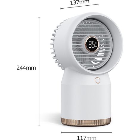 Mini ventilateur portable USB silencieux avec affichage numérique et brumisateur pour rafraîchisseur d'air et chambre à coucher. (1/4)