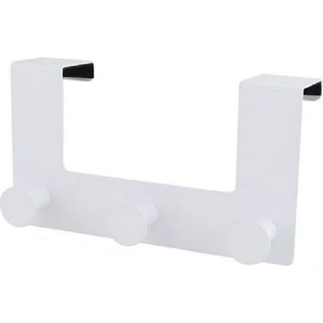 TRADE SHOP - Appendiabiti Da Porta Con 3 Ganci 19.5x11.5 Cm Bianco Asciugamani Vestiti 87780 - (1/5)