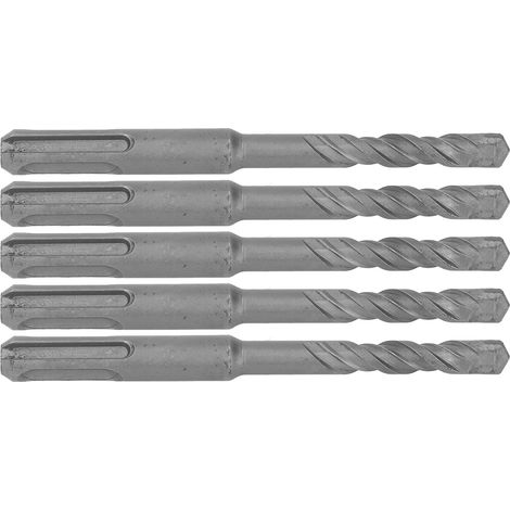 5-teiliger Bohrhammer-Bohrer mit Hartmetallspitze, spiralförmig, 2 Schneiden, Schlagbohrer für Ziegel und Stein, 110 mm, 8 mm / 0,31 Zoll Öffnungsdurchmesser (1/5)