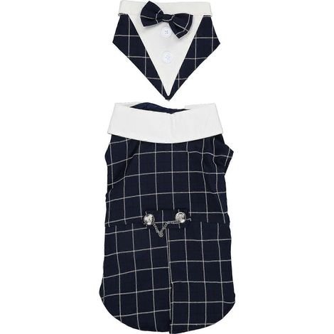 Nœud papillon chien motif tartan tenue de cérémonie costume fête mariage Halloween anniversaire déguisement (1/5)