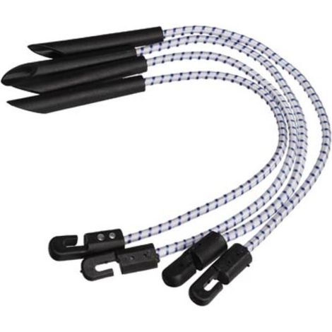 Perel Tensores elásticos para Lona, con Ganchos, Goma, Blanco/Negro, Conjunto de 4 (1/2)