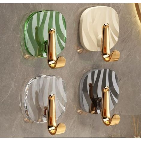 Vier selbstklebende Acrylhaken, geeignet für Badezimmer, Küchen, Schlafzimmer usw., wasserdichte Aufbewahrung, gemischt. (1/5)