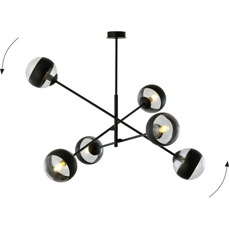Lampadario Emibig Linear 6 luci E14 nero/vetro 102cm (1/5)