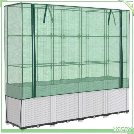 Jardinière surélevée avec housse - FAFEICY - 4015845 - 160x40x153 cm - aspect rotin - housse étanche (1/5)