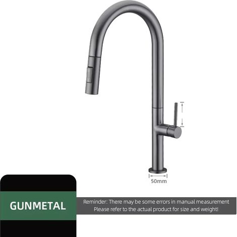 Grifo de cocina con rociador extraíble y control único, 1204-GM (1/2)