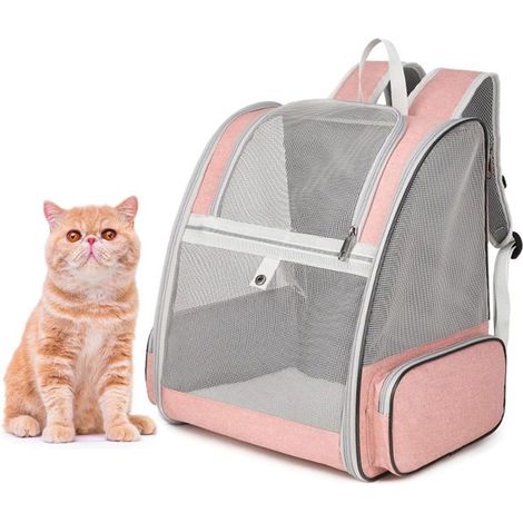 Zaino per animali domestici - Borsa per il trasporto di cani e gatti - Traspirante e pieghevole - Rosa