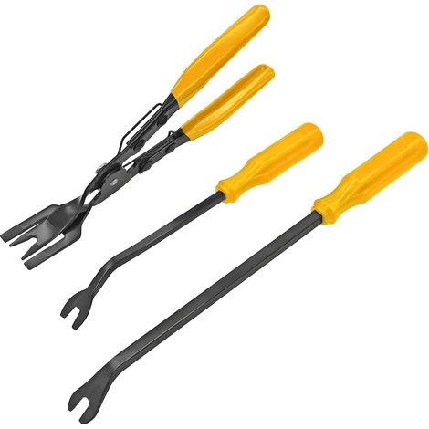 3 Pièces Outil Demontage Garniture Voiture, Pince à Dégrafer, Kit De Pinces à Dégrafer pour ôter Les Rivets Et Clips De Fixation, Pince à Degrafer pour Tableaux De Bord Voiture(Jaune)