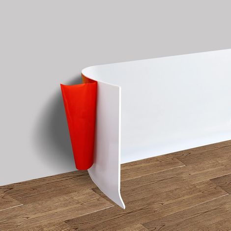 Plinthe murale en vinyle, moulure de finition flexible et autocollante en caoutchouc, 10 cm x 6 mètres, blanche. (1/5)