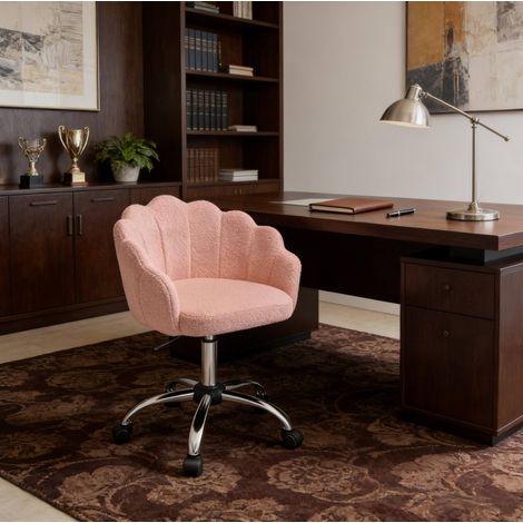 Sedia ufficio girevole regolabile in altezza rosa OKMYHOME (1/4)
