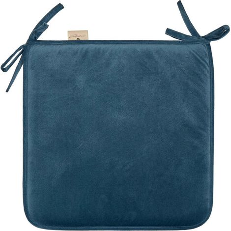 Galette de Chaise Uni "Lilou" 38x38 cm Bleu Canard