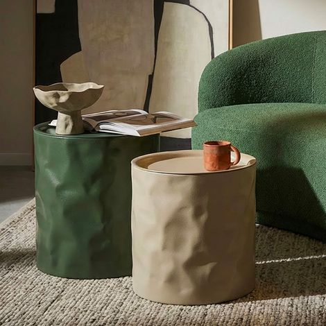 Couchtisch Ganomo, 2er-Set, rund, Tischplatte weiß, 44x52x44h cm Cremeweiß (1/5)