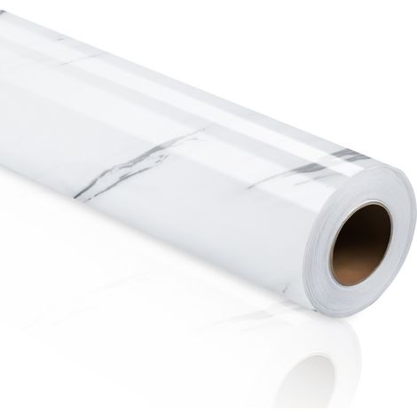 Wolketon Lámina de PVC autoadhesiva, lámina decorativa resistente al agua de 500×61 cm × 2 con efecto mármol blanco (1/5)