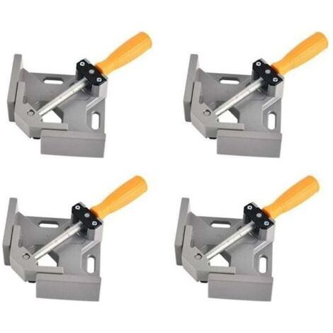 4 Pcs 90° Angle Clamp, XU, Aluminum Alloy Corner Vice, Angle Welding Clamp with Adjustable Swivel Jaw, for Woodworking Tools, Carpenter Welding (Grey) - (1/4)