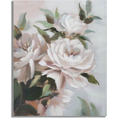 Dipinto su tela Crem Flower con intelaiatura in legno per decorazioni ambienti -Rosa (1/5)