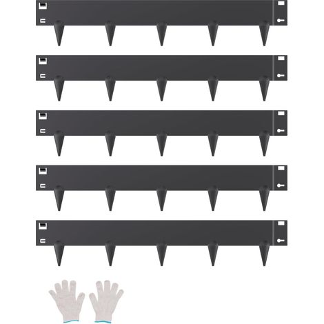 Bordatura da giardino in acciaio, set da 5, bordure in metallo, 990 x 156 mm, resistente alla ruggine, facile installazione, strisce pieghevoli per separatore di percorsi da giardino, prato, nero (1/5)