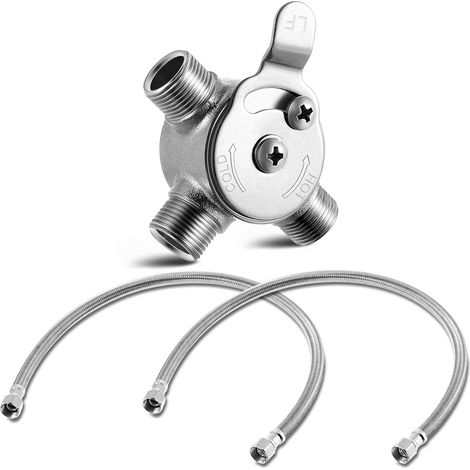 3/8" Manual Mixing Valve Thermostatic Hot/Cold Water Temperature Mixer for Home and Bathroom Under Deck Water Temperature Control, 1PCS (1/5)