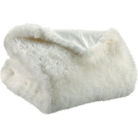 Plaid en Matière Recyclée Couverture Douillette Blanc Neige pour Canapé et Lit 130 x 170 cm - PANGIVO
