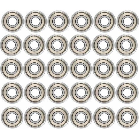 Lot de 30 roulements à billes 608ZZ Acier au carbone Diamètre extérieur 22mm, intérieur 8mm, épaisseur 7mm Faible bruit, haute vitesse (1/5)