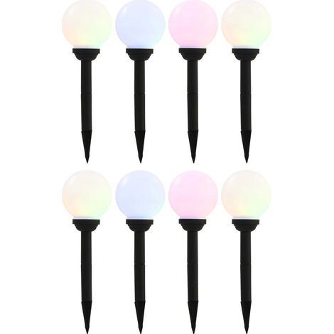 Set di 8 lampade solari sferiche decorative da 15 cm per giardino esterno atmosfera accogliente in PP bianco 020046374