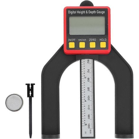 Digitale Profiltiefenmessung mit magnetischer Anzeige 0–80 mm – 15 x 9,8 x 1,8 cm – Schwarz/Rot (1/3)