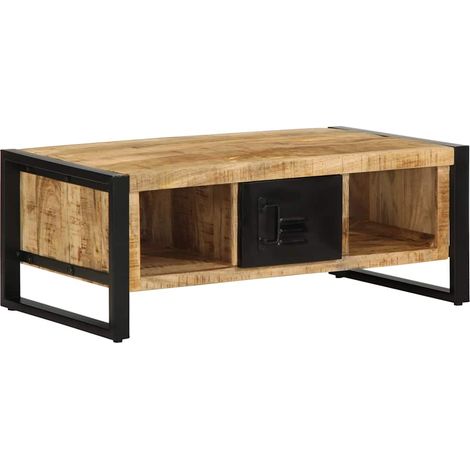 Couchtisch 90x50x36 cm Raues Massivholz Mango