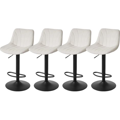 Chaises de Bar Réglables, Tabourets avec Dossier, Rotation 360°, Velours, pour Cuisine, Salle à Manger, Lot de 4, Blanc (1/5)