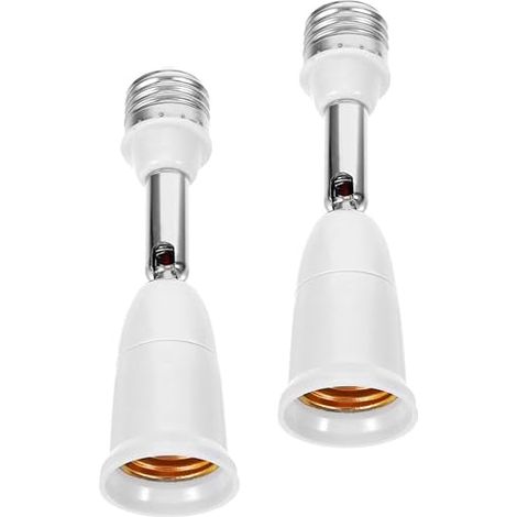 Adaptador convertidor E27 a E27 (paquete de 2) con rotación de 360 grados, casquillo ABS ajustable para bombillas LED, compatible con el hogar y la oficina. (1/5)