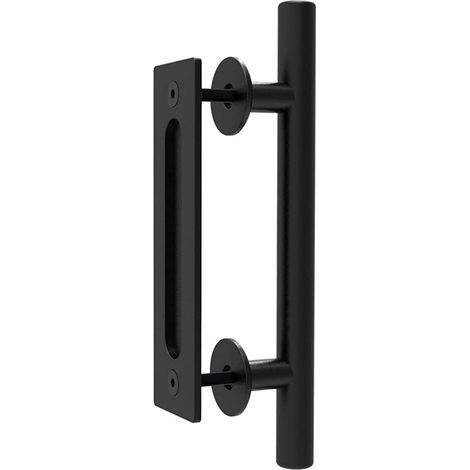 Manilla para puerta corredera de 30 cm, manilla negra, manilla moderna para puerta de granero. (1/5)