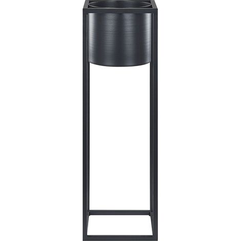 Soporte para plantas hierro negro 15 x 15 x 50 cm metal para interiores y exteriores industrial moderna resistente a rayos UV Idra