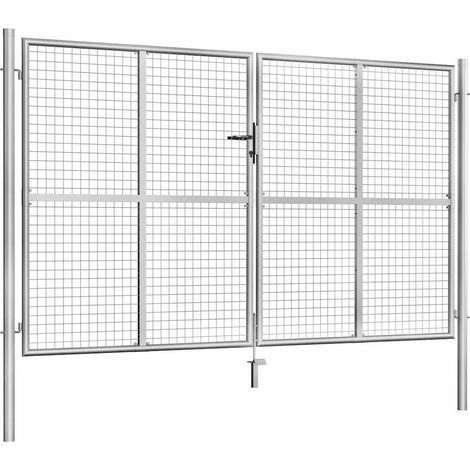 Maison Exclusive - Gartentor Verzinkter Stahl 306 x 200 cm Silber (1/5)