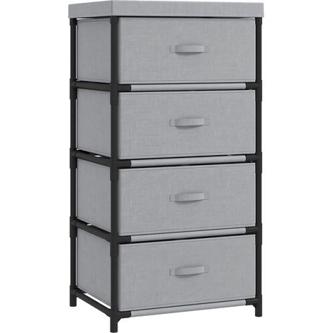CHICFURN Commode à 4 tiroirs 42 x 32 x 80 cm en métal gris noir, rangement gain de place (1/5)