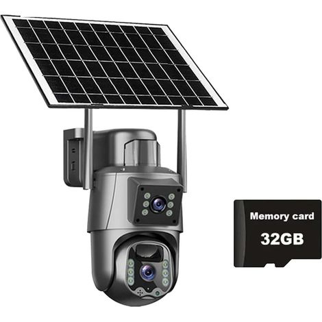 Caméra 4G 8MP à Double Objectif, détection de Mouvement Solaire, Vision Nocturne, étanche, vidéosurveillance, WiFi IP, Batterie 8MP(WiFi Cam Add 32G) (1/5)
