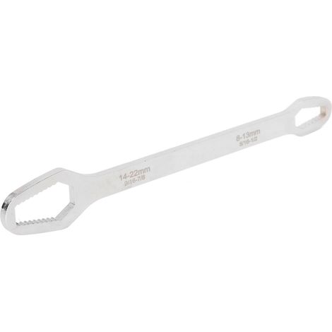 Clé auto-bloquante double embout 8-22mm, outil polyvalent pour mécanique auto, finition argent brillant (1/5)