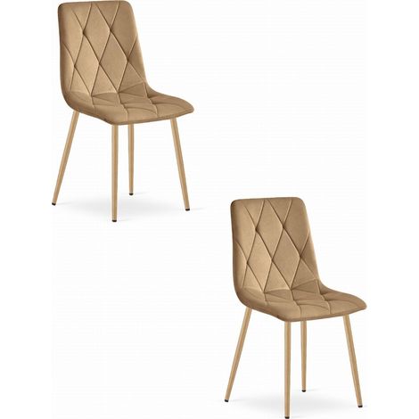 Set di 2 sedie Libra in velluto marrone e metallo effetto legno (1/5)