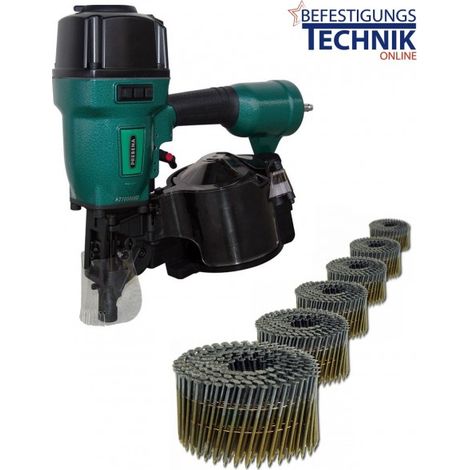 Prebena Druckluft Coilnagler 7F-CNW90 45-90mm + 7200 Coilnägel 2,5x65 Ring blank-7F-CNW90.65RS