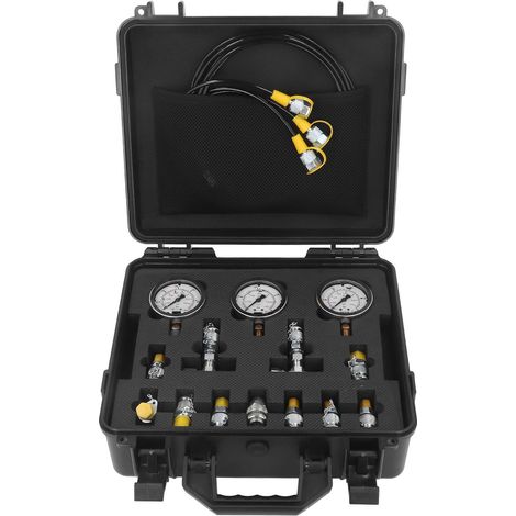 Eosnow Kit de test de pression hydraulique, 3 tuyaux de test, 11 raccords de test, 10 connecteurs en T, ensemble de jauges de test hydrauliques (1/5)
