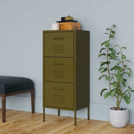 vidaXL Storage Cabinet Olive Green 42,5x35x101,5 cm Steel