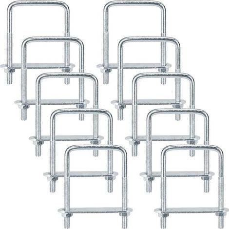 10 Pièces Boulons en U M6 50 x 80 mm Acier Inoxydable U-Boulons avec Écrous et Plaque de Cadre pour Remorque Fixation Tuyaux Véhicules Bateaux Plomberie