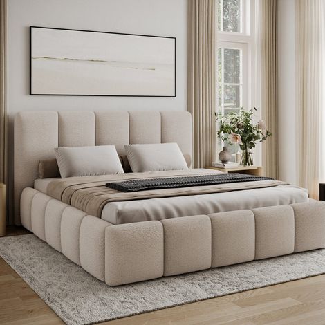 Bett 160x200 inklusive Lattenrost Klaus Texturiert Beige (1/5)