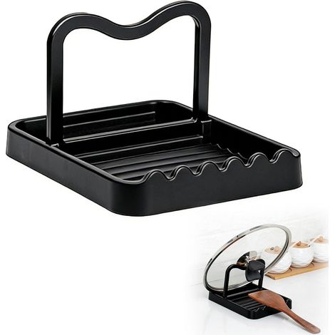 1 Pieces Porte-Couvercles, Support de Rangement de Cuisine Anti-Dérapant, Range-Couvercles de Cuisine pour Planche à Découper Assiette Plat Spatule Armoire, Noir (1/5)