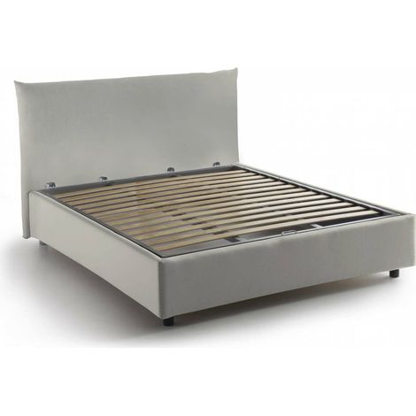 Talamo Italia Cama de plaza y media Ornella, Cama contenedor con revestimiento de tela, 100% Made in Italy, Apertura frontal, adecuado para colchón Cm 120x190, Beige, con embalaje reforzado